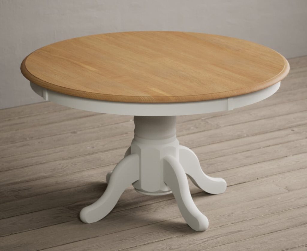 Hertford 120cm Fixed Top Oak and Signal White Painted Dining Table