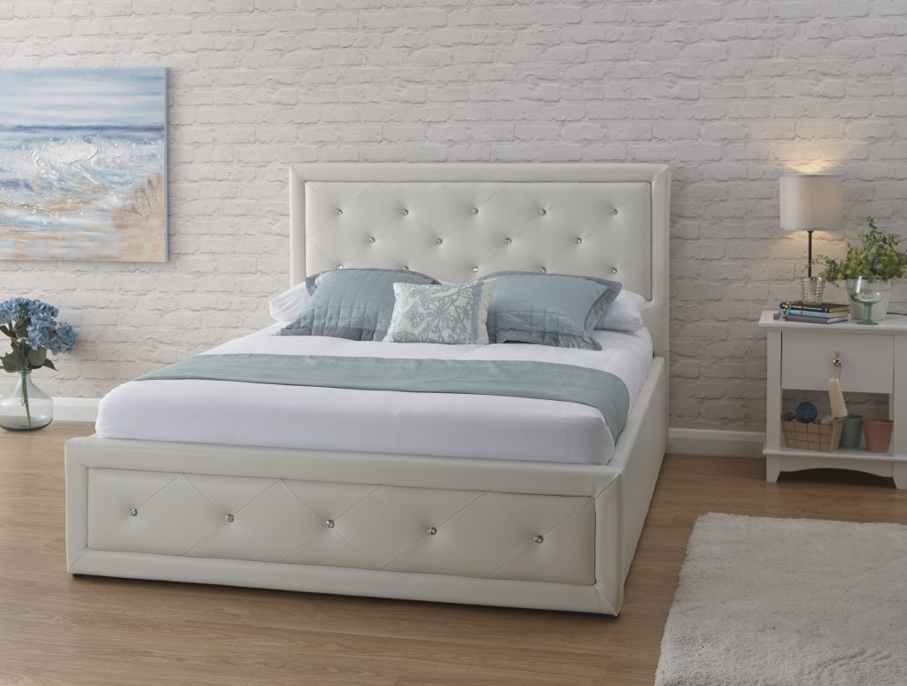 GFW Furniture Hollywood Storage Bed -White-Double