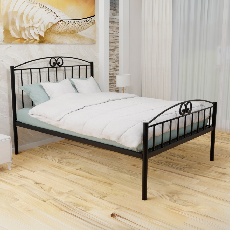 Wholesale Beds Holly Wrought Iron Bed Frame-Black -Low Foot End-Small Double