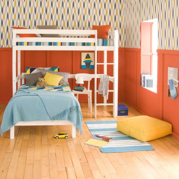 Little Folks Furniture Classic Beech High Sleeper with Single Bed | Bed Sava