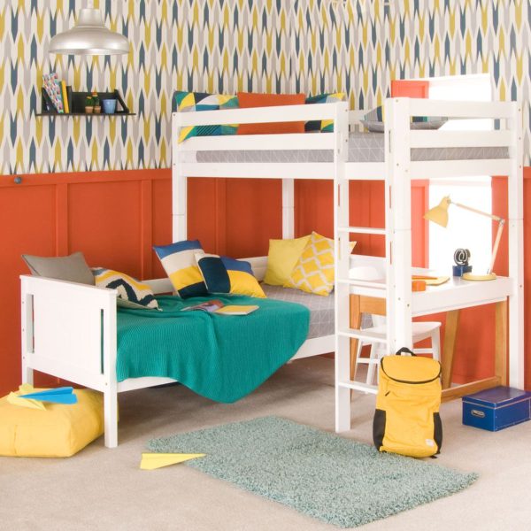 Little Folks Furniture Classic Beech High Sleeper with Sofa Bed | Bed Sava