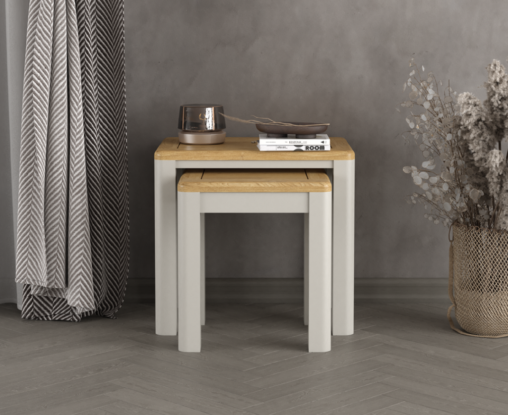 Alba Oak and Soft White Painted Nest Of Tables