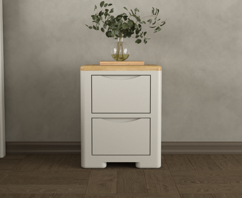 Alba Oak and Soft White Painted 2 Drawer Bedside Chest