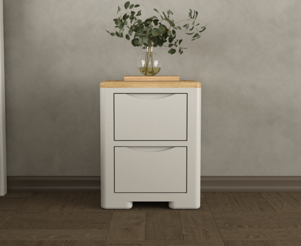 Alba Oak and Soft White Painted 2 Drawer Bedside Chest | Bed Sava