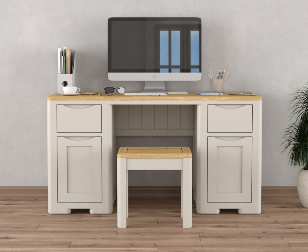 Alba Oak and Soft White Painted Computer Desk