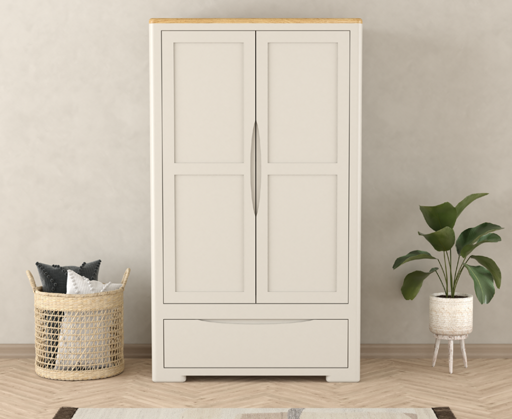 Alba Oak and Soft White Painted Double Wardrobe