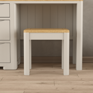 Alba Oak and Soft White Painted Dressing Table Stool | Bed Sava