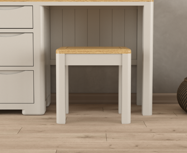 Alba Oak and Soft White Painted Dressing Table Stool | Bed Sava