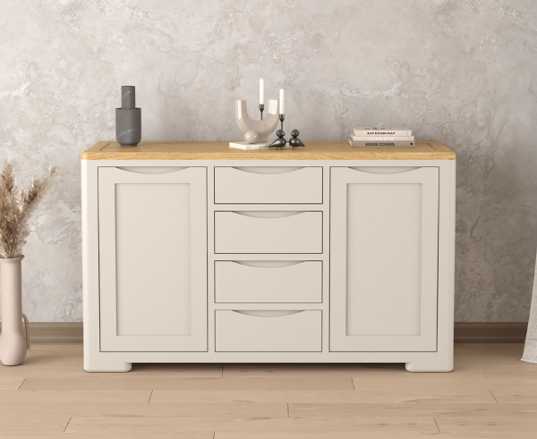 Alba Oak and Soft White Painted Large Sideboard | Bed Sava