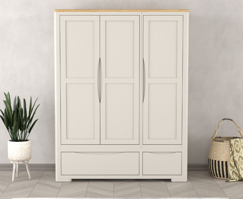 Alba Oak and Soft White Painted Triple Wardrobe