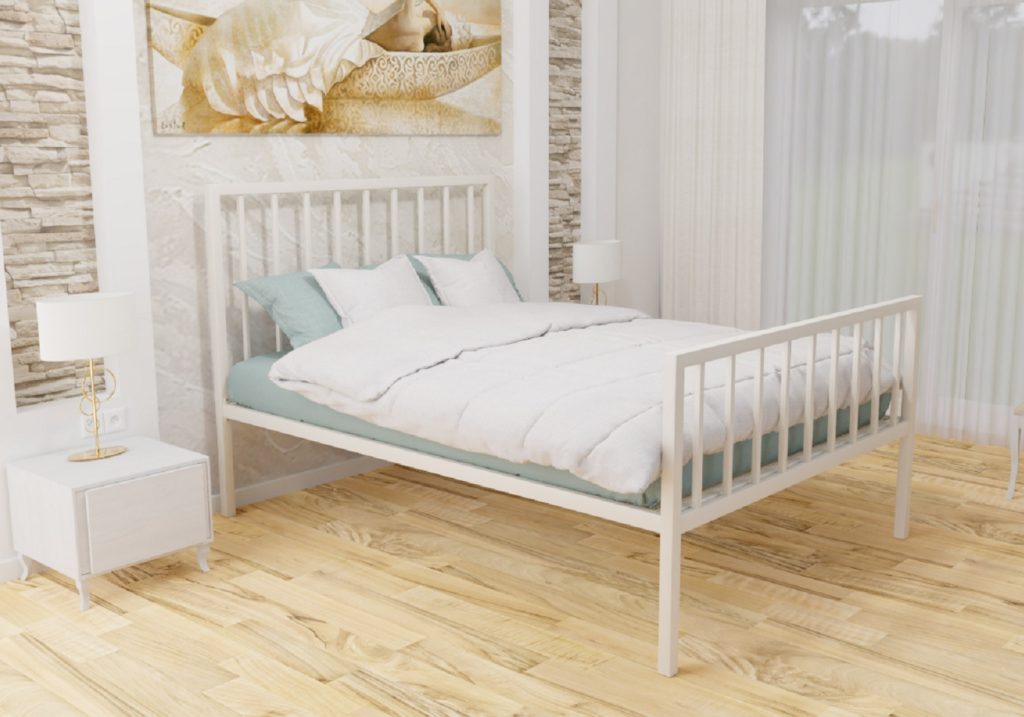Wholesale Beds Eleanor Wrought Iron Bed Frame-Ivory-High Foot End -Single