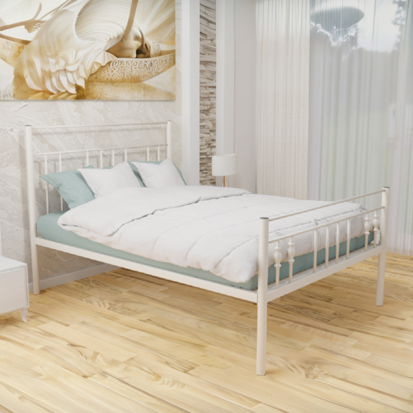 Wholesale Beds Zoe Wrought Iron Bed Frame Ivory Low Foot End Kingsize | Bed Sava