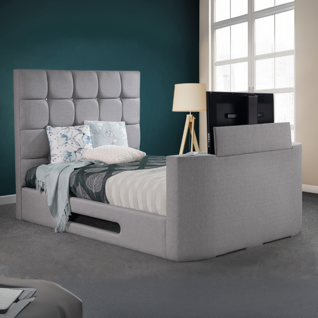Sweet Dreams Jasmine Jewel Fabric TV Bed Frame-Double