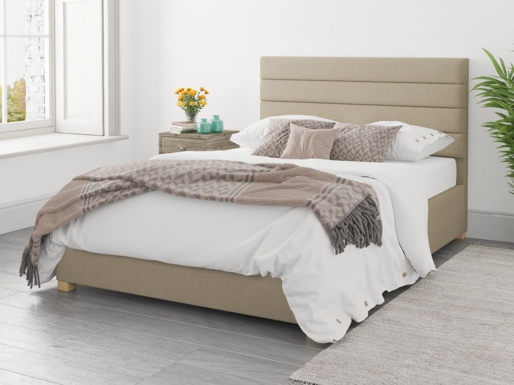 Aspire Kelly Ottoman Bed Eire Linen Natural - Small Double