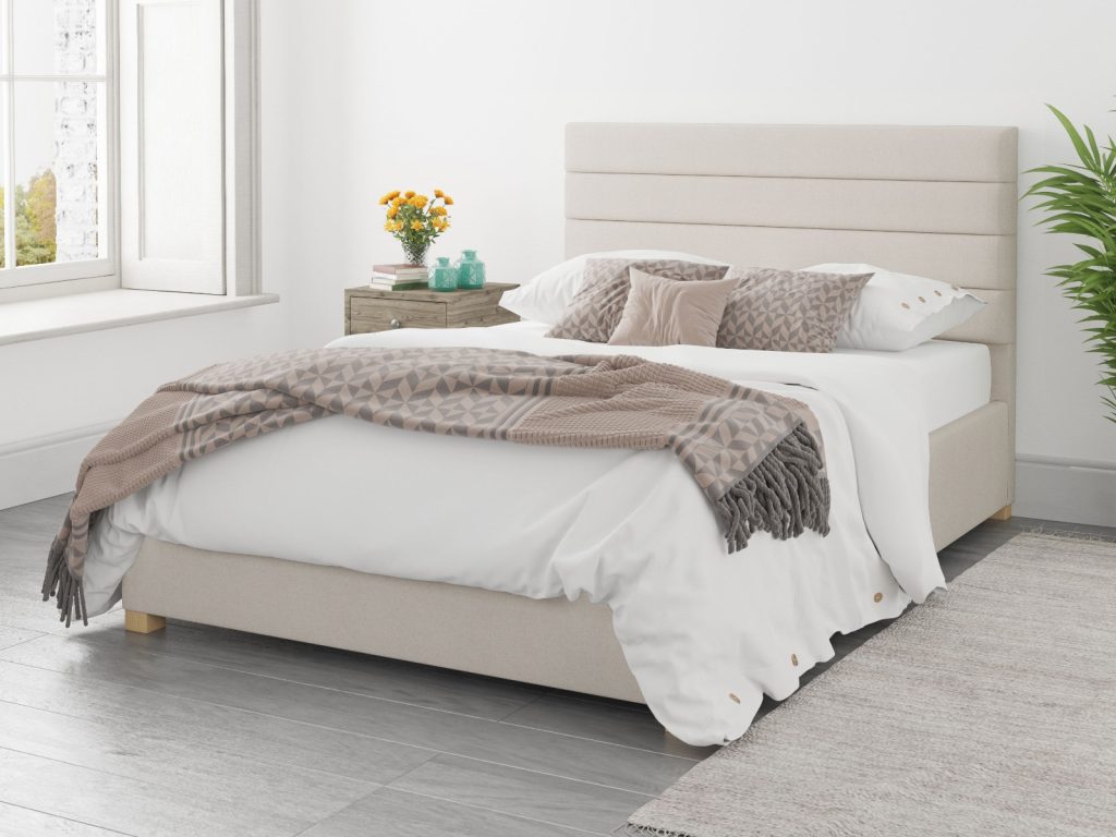 Aspire Kelly Ottoman Bed Eire Linen Off-White - Small Double