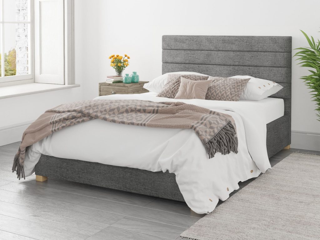 Aspire Kelly Ottoman Bed Firenza Velour Charcoal - Small Double