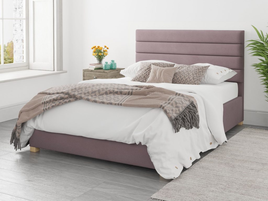 Aspire Kelly Ottoman Bed Plush Velvet Blush - Kingsize