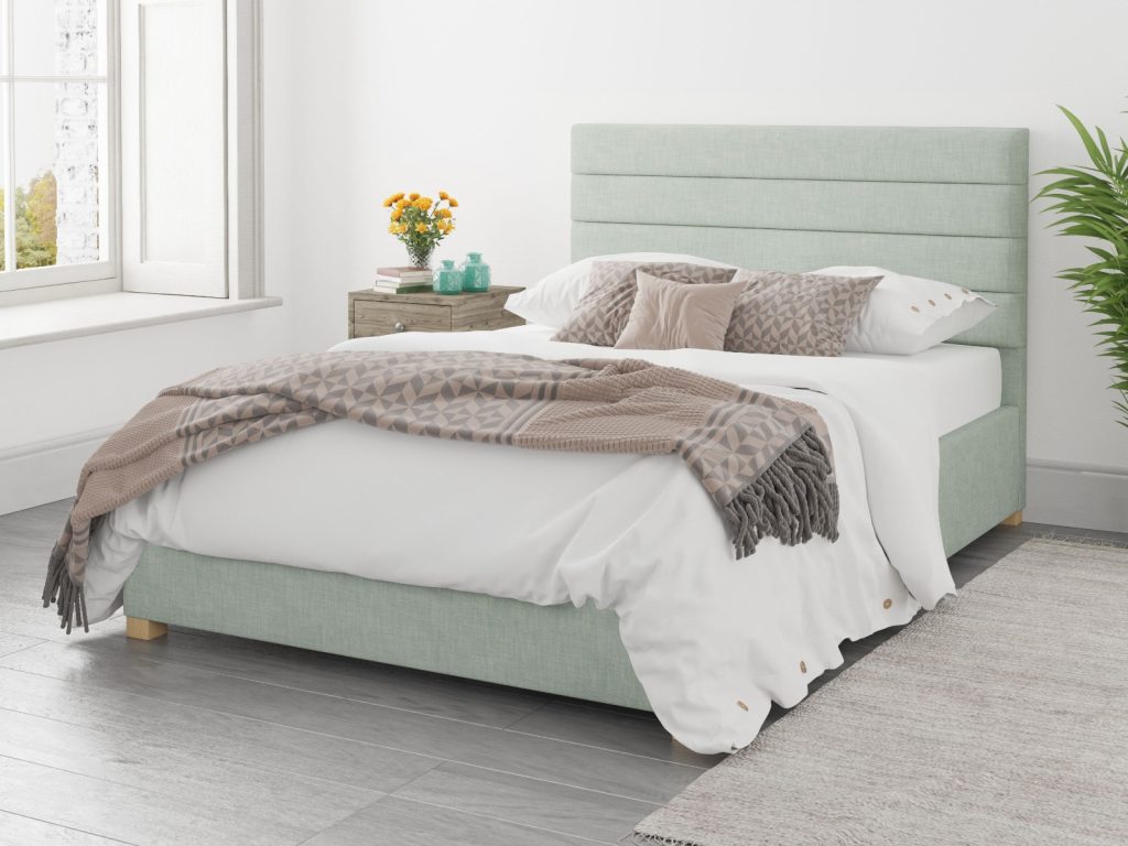 Aspire Kelly Ottoman Bed Pure Pastel Cotton Eau De Nil - Small Double