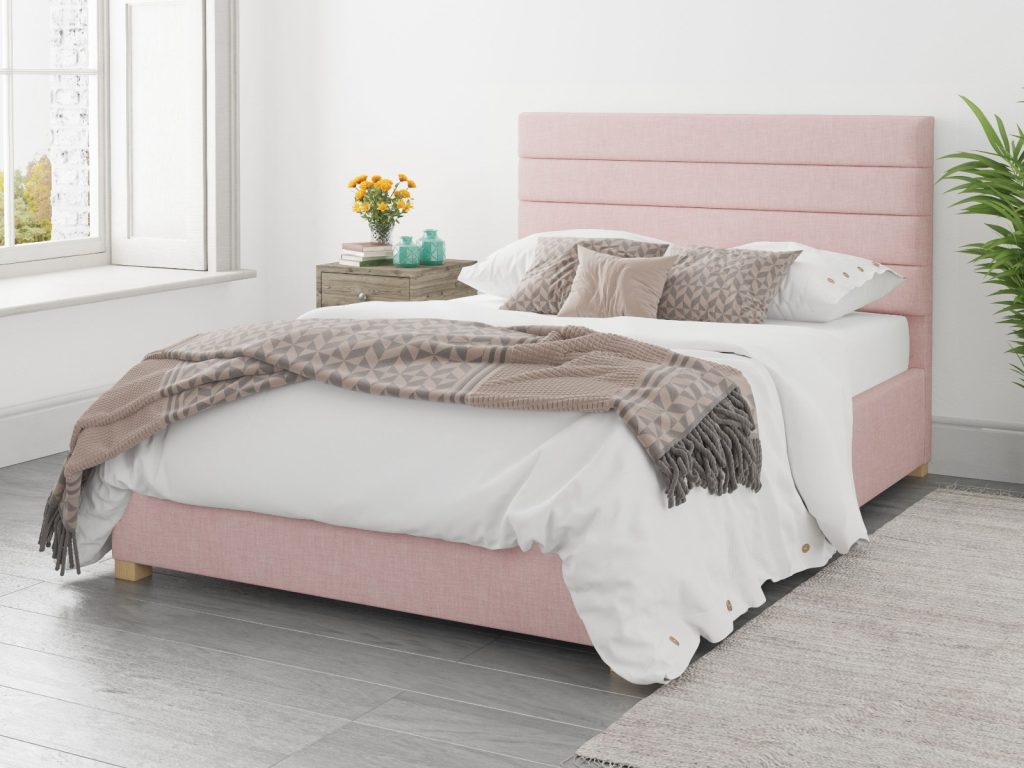 Aspire Kelly Ottoman Bed Pure Pastel Cotton Tea Rose - Double