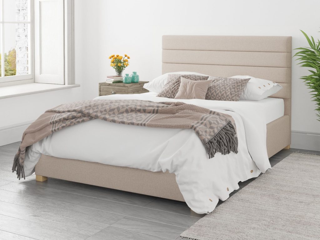 Aspire Kelly Ottoman Bed Saxon Twill Natural - Kingsize