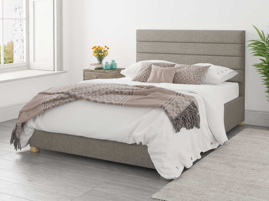 Aspire Kelly Ottoman Bed Saxon Twill Grey - Small Double