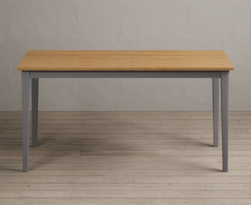Kendal 150cm Solid Oak and Light Grey Painted Dining Table