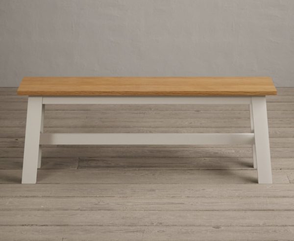 Kendal Large Solid Oak and Cream Painted Bench | Bed Sava