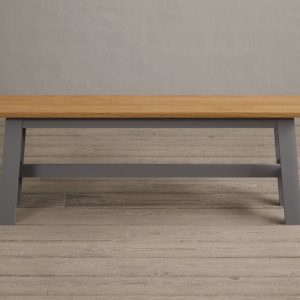 Kendal Large Solid Oak and Light Grey Painted Bench | Bed Sava