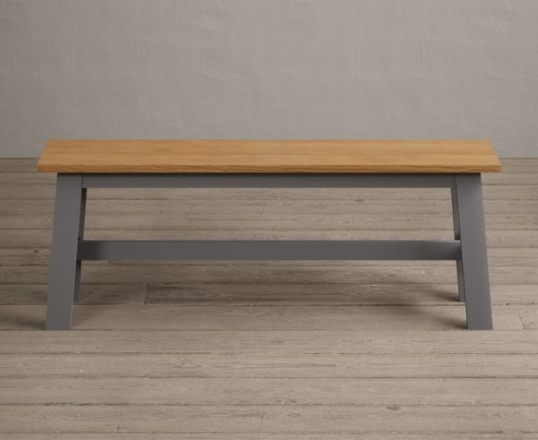 Kendal Large Solid Oak and Light Grey Painted Bench | Bed Sava