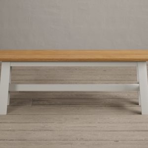Kendal Large Solid Oak and Signal White Painted Bench | Bed Sava