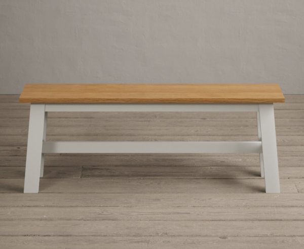 Kendal Large Solid Oak and Signal White Painted Bench | Bed Sava