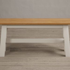 Kendal Small Solid Oak and Cream Painted Bench | Bed Sava