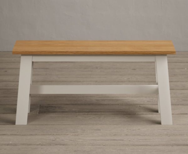 Kendal Small Solid Oak and Cream Painted Bench | Bed Sava