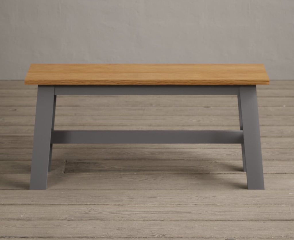 Kendal Small Solid Oak and Light Grey Painted Bench