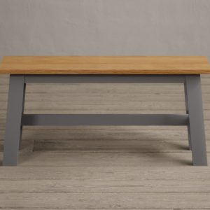 Kendal Small Solid Oak and Light Grey Painted Bench | Bed Sava