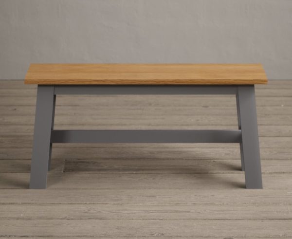 Kendal Small Solid Oak and Light Grey Painted Bench | Bed Sava