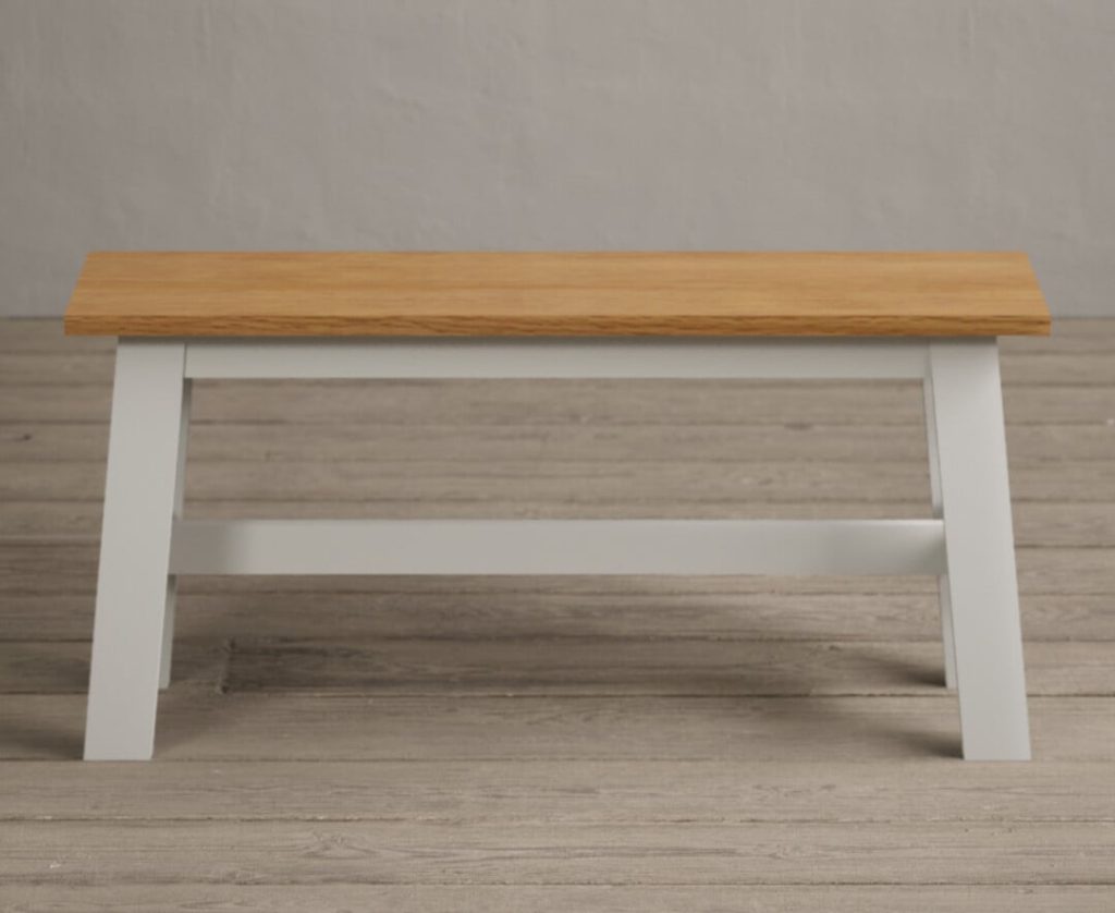 Kendal Small Solid Oak and Signal White Painted Bench
