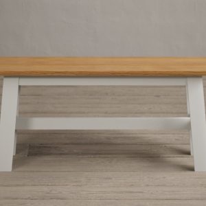 Kendal Small Solid Oak and Signal White Painted Bench | Bed Sava