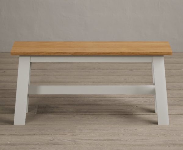 Kendal Small Solid Oak and Signal White Painted Bench | Bed Sava