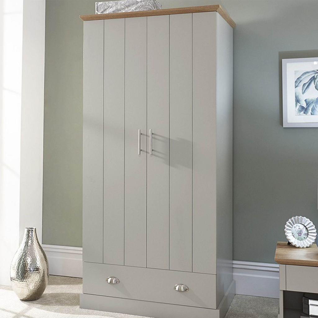 GFW Kendal 2 Door 1 Drawer Wardrobe-Grey