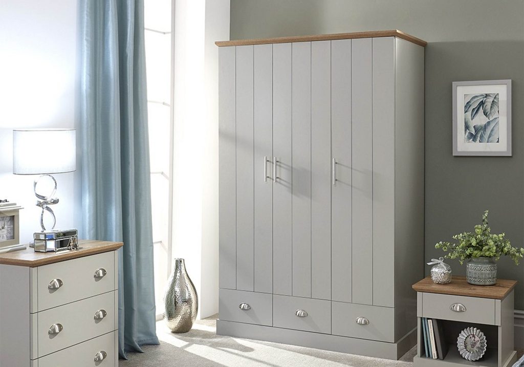 GFW Kendal 3 Door 3 Drawer Wardrobe-Grey