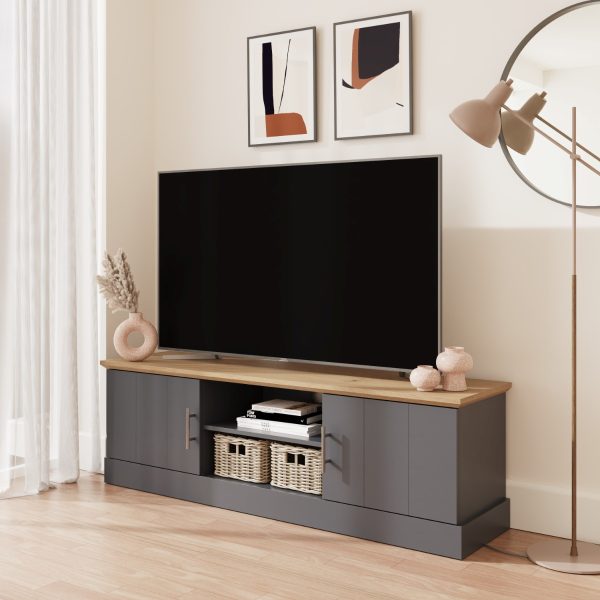 GFW Kendal Large TV Unit  Slate Blue | Bed Sava