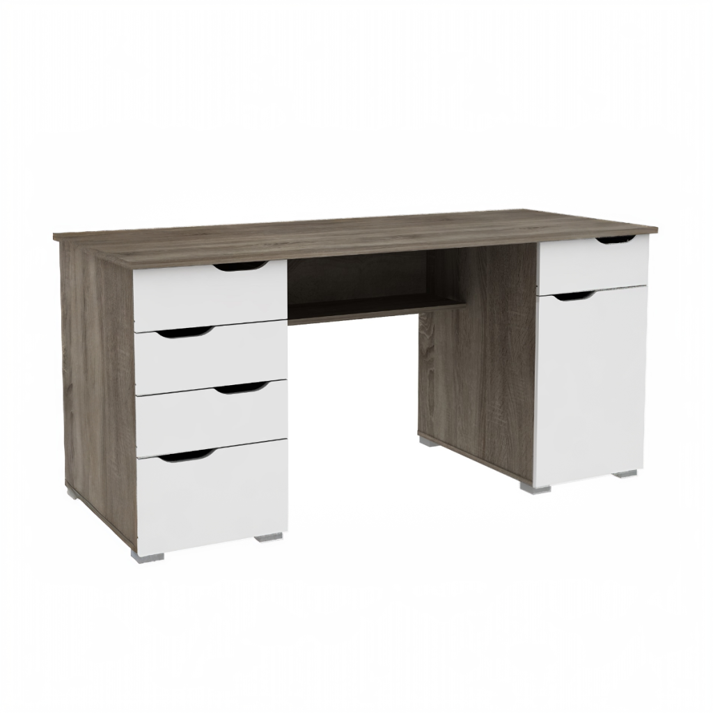 Alphason Kentucky Desk-Dark Oak and White