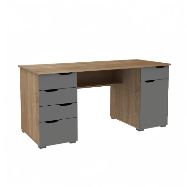 Alphason Kentucky Desk Light Oak and Grey | Bed Sava