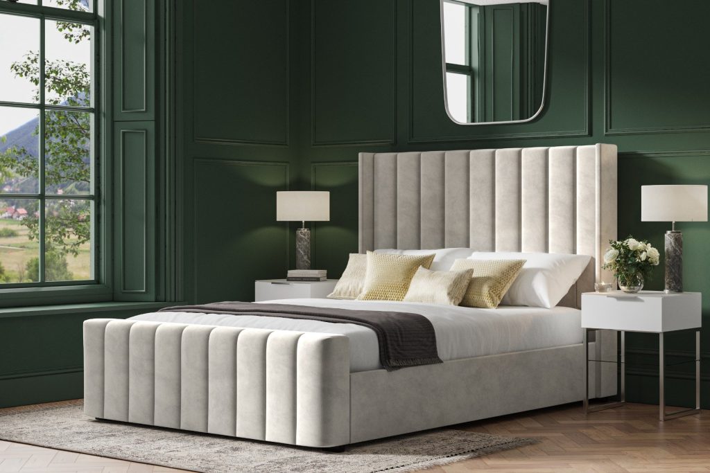 Emporia Beds Kilworth Velvet Ottoman-Light Grey-Double