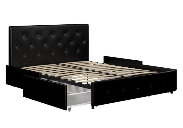 Dorel Dakota Faux Leather Storage Bed Kingsize | Bed Sava