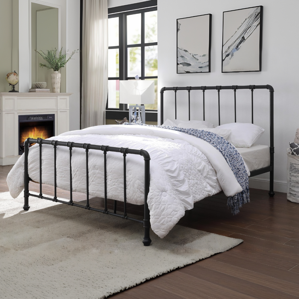 Flintshire Furniture Kinnerton Black Metal Bed Frame-Kingsize