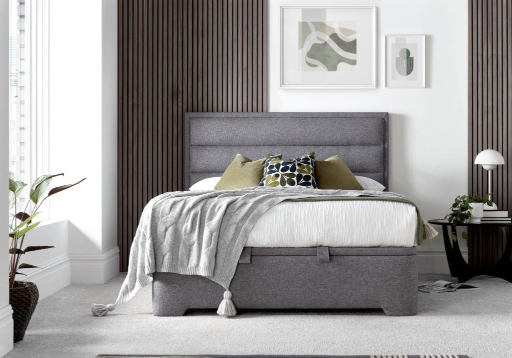 Kaydian Kirkby Fabric Ottoman Bed Frame-Pendle Slate-Kingsize