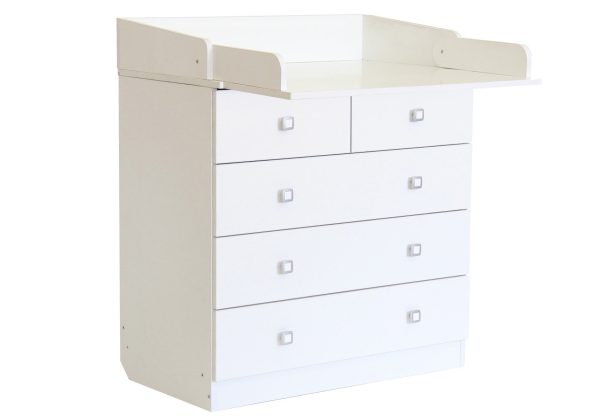 Kidsaw Kudl Kids 5 Drawer Unit With Changing Board  Storage  White | Bed Sava