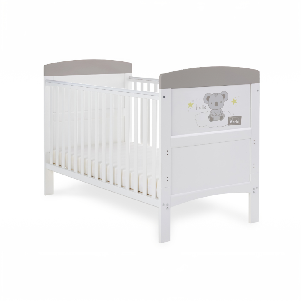 Obaby Grace Inspire Cot Bed - Hello World Koala Grey